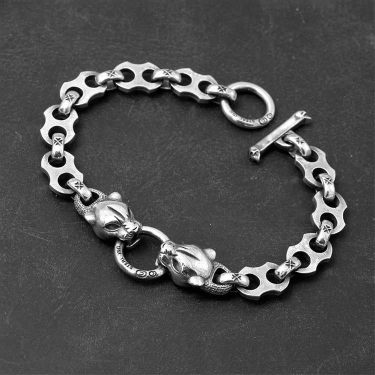 Leopard's Head Silver Bracelet Sunro Raven