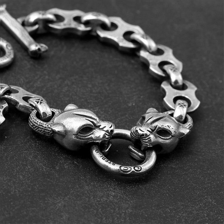 Leopard's Head Silver Bracelet Sunro Raven