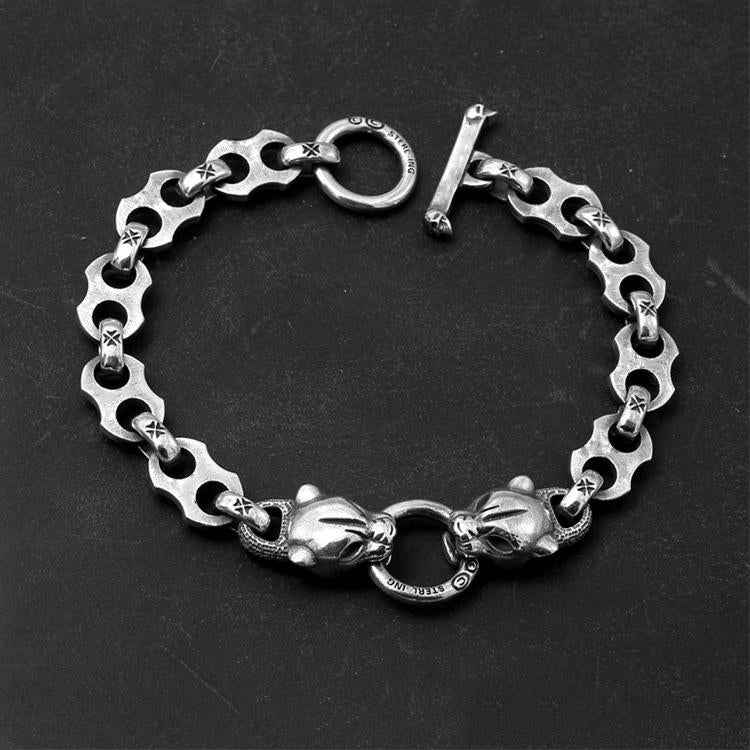 Leopard's Head Silver Bracelet Sunro Raven