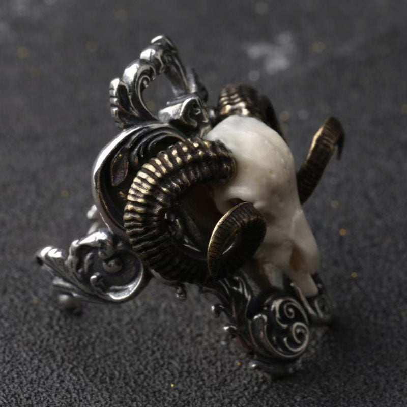 Satanic Goat Head Sterling Silver Ring Sunro Raven