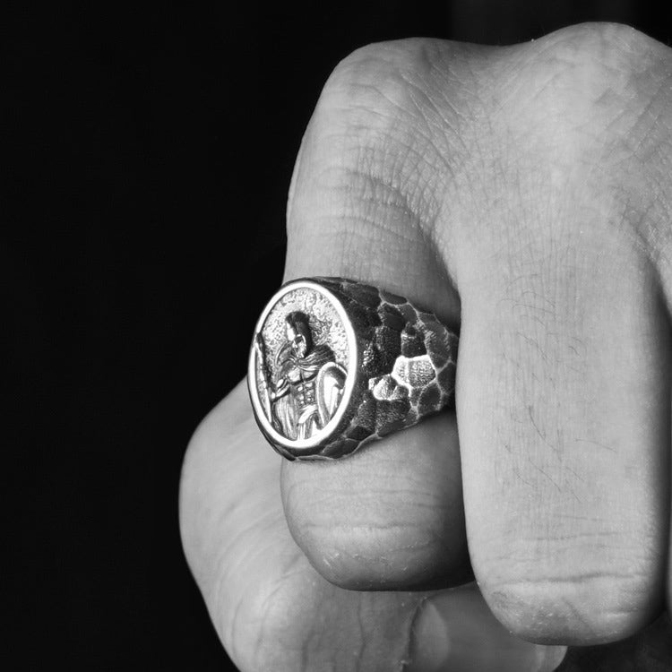 Heavy Metal Handmade Spartan Warrior Silver Ring Sunro Raven