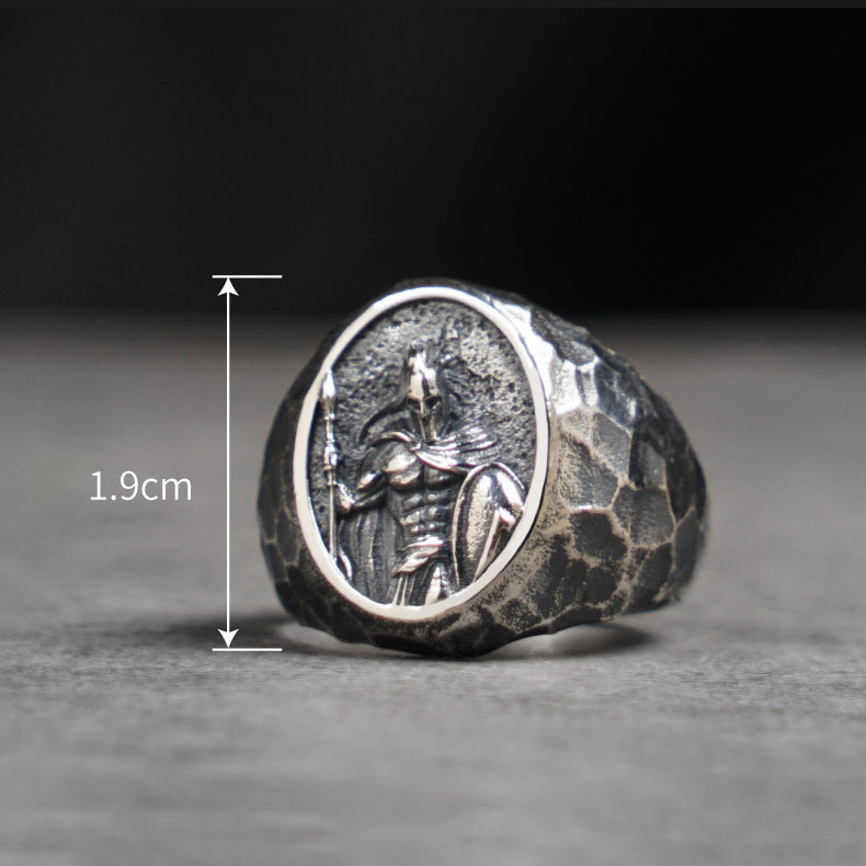 Heavy Metal Handmade Spartan Warrior Silver Ring Sunro Raven