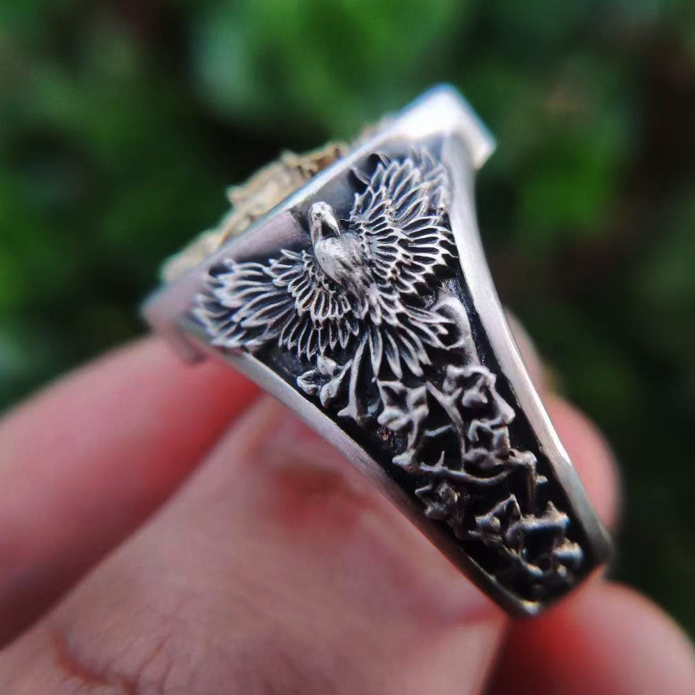 Justitia Lady Justice Sterling Silver Ring Sunro Raven