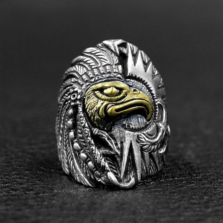 Indian Style Eagle Sterling Silver Ring Sunro Raven