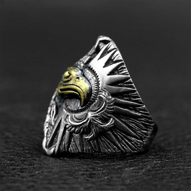 Indian Style Eagle Sterling Silver Ring Sunro Raven