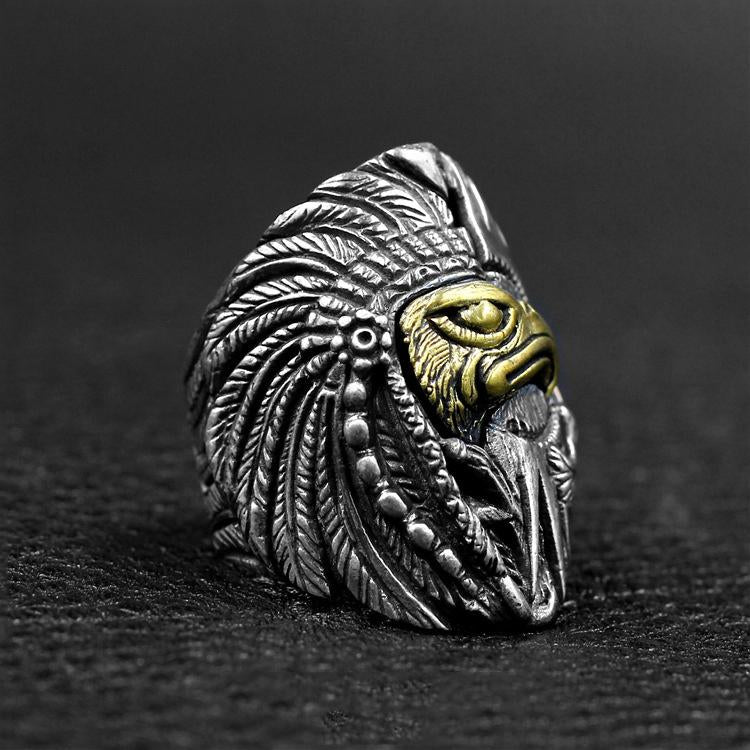 Indian Style Eagle Sterling Silver Ring Sunro Raven