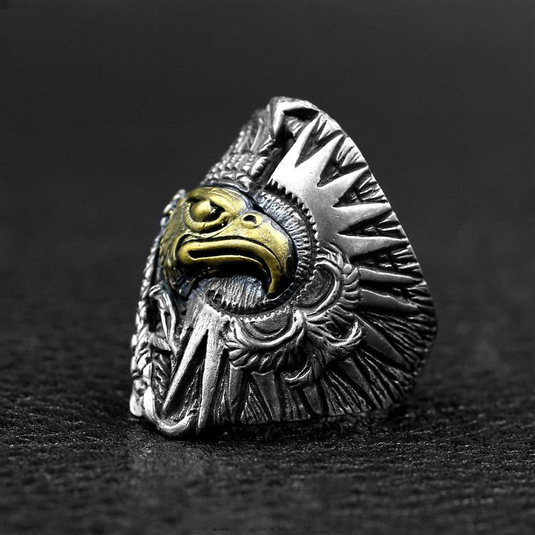 Indian Style Eagle Sterling Silver Ring Sunro Raven