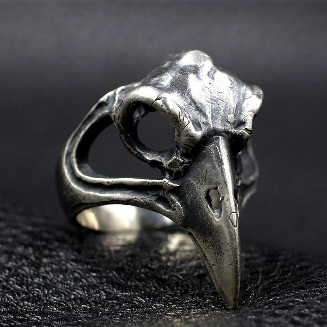 Eagle Skull Vintage 925 Silver Ring Sunro Raven