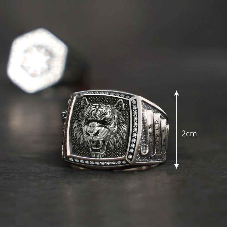 Dominate Tiger Silver Ring Sunro Raven