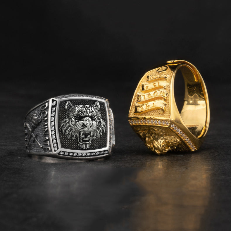 Dominate Tiger Silver Ring Sunro Raven