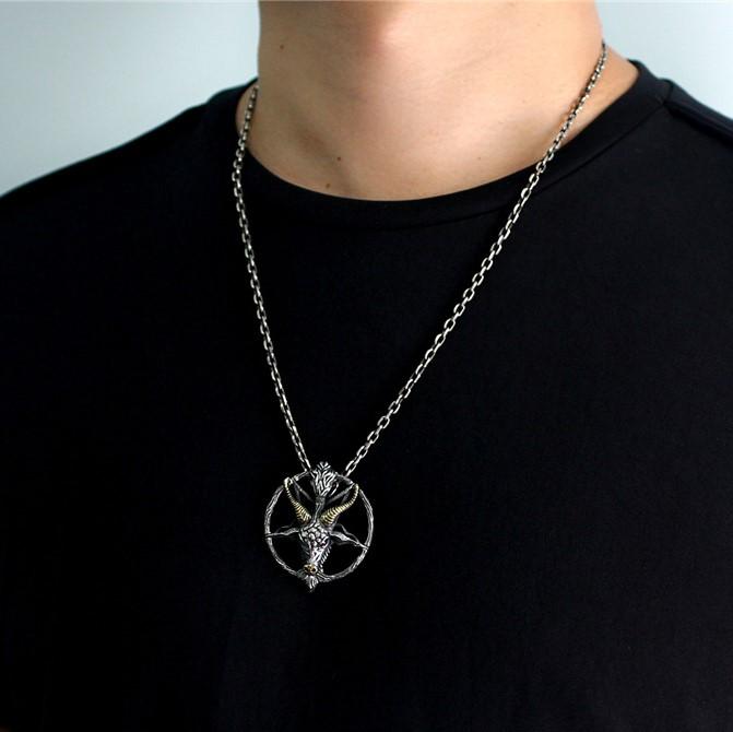 Devil Satan Silver Pendant Sunro Raven