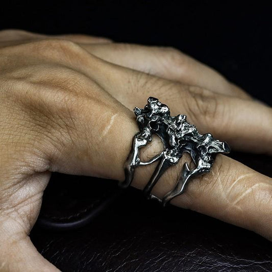 Gothic Spine 925 Silver Ring Sunro Raven