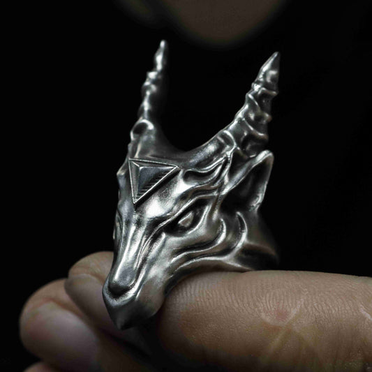 Handmade Antelope Head 925 Silver Ring Sunro Raven