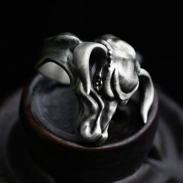 Handmade Bull Head Silver Ring Sunro Raven