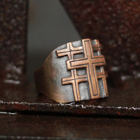 Jerusalem Cross Ring Sunro Raven