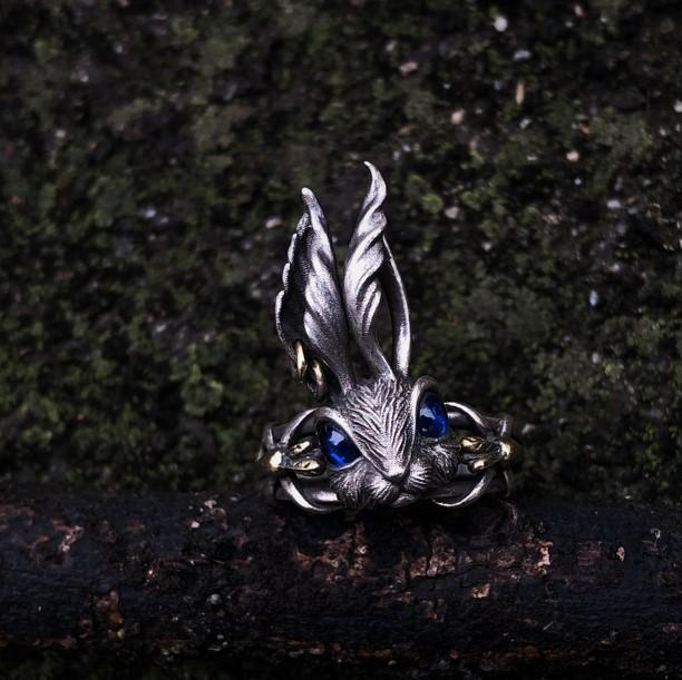 Lolita Alice Rabbit Silver Ring Sunro Raven