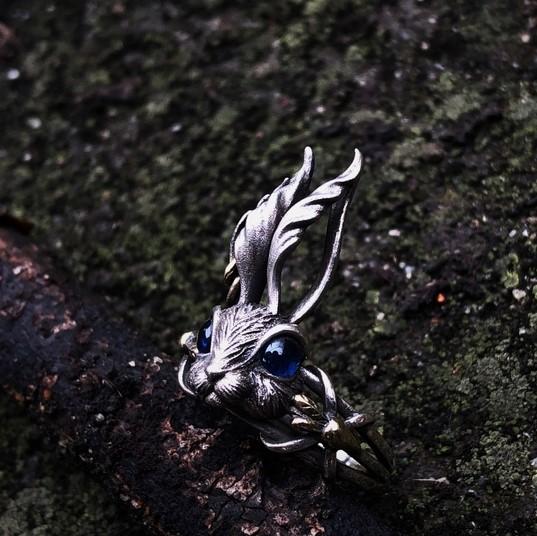 Lolita Alice Rabbit Silver Ring Sunro Raven