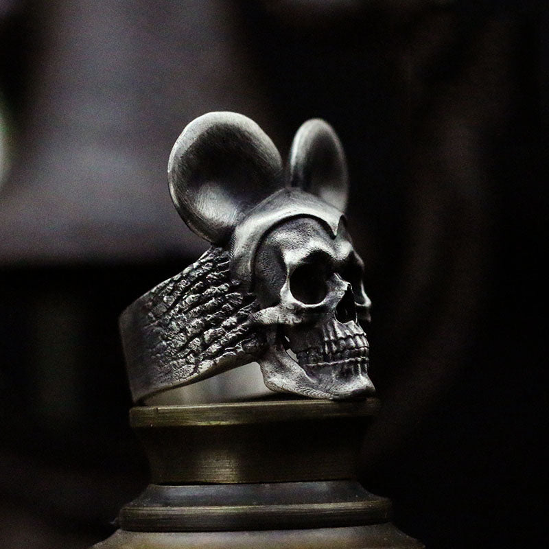 Mickey Mouse Skull Silver Ring Sunro Raven