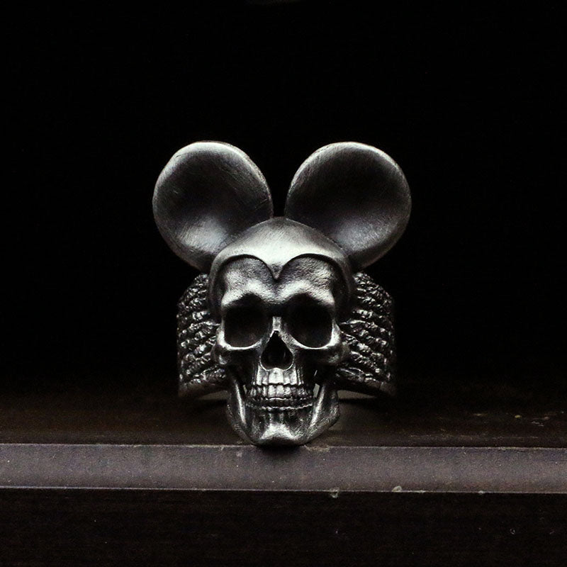 Mickey Mouse Skull Silver Ring Sunro Raven