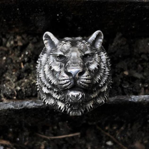 Wild Tiger Silver Ring Sunro Raven