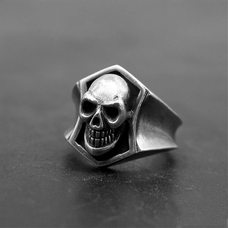 Smiling Skull Sterling Silver Ring Sunro Raven