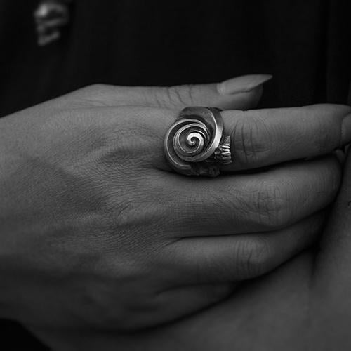 Eye Of The Spiral Skull Sterling Silver Ring Sunro Raven