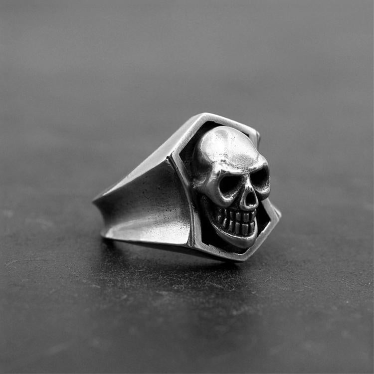 Smiling Skull Sterling Silver Ring Sunro Raven