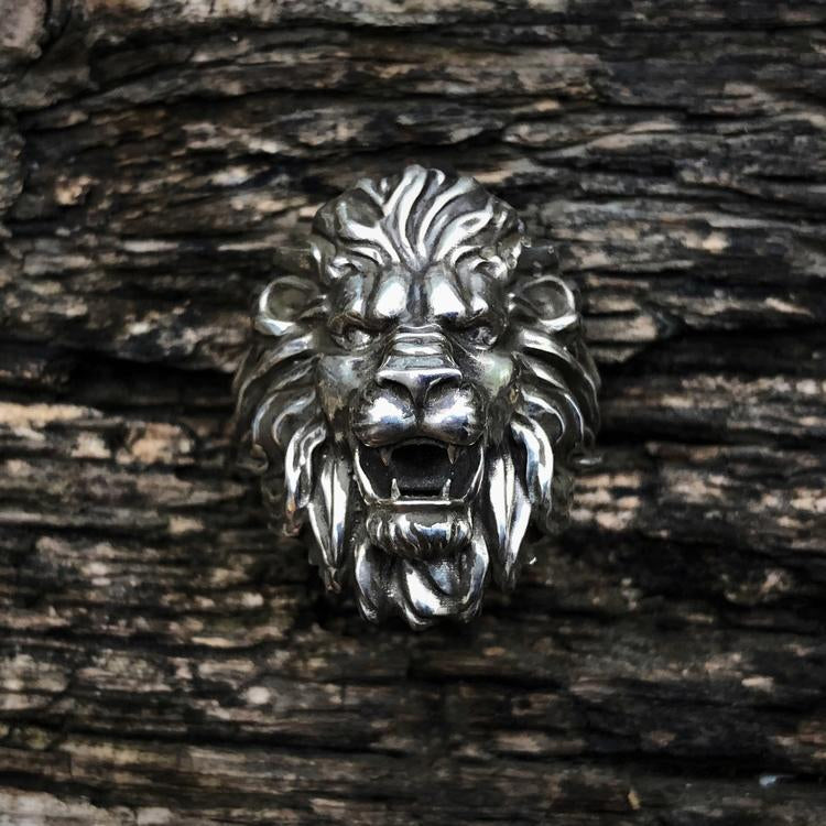 Lion Head Silver Ring Sunro Raven