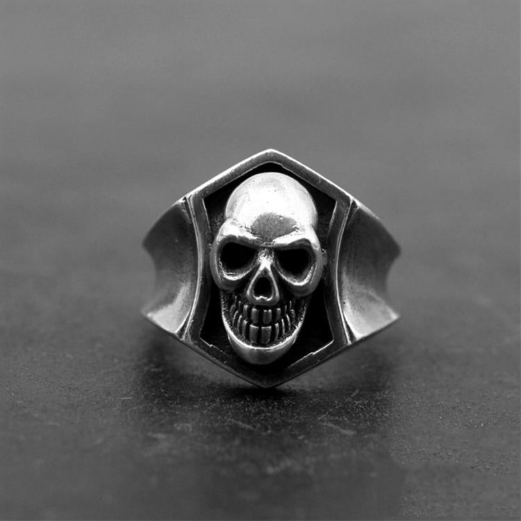 Smiling Skull Sterling Silver Ring Sunro Raven