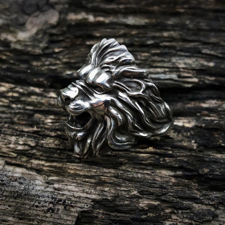 Lion Head Silver Ring Sunro Raven