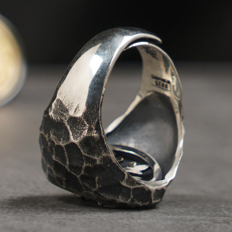 Heavy Metal Handmade Spartan Warrior Silver Ring Sunro Raven