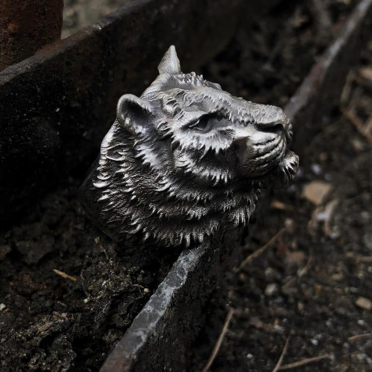 Wild Tiger Silver Ring Sunro Raven