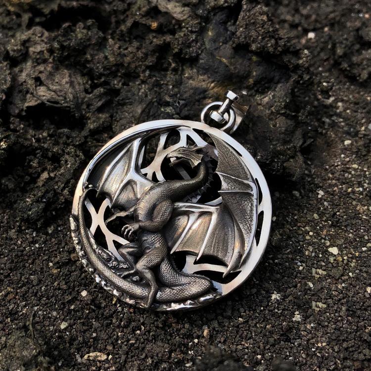 Dragon Medal Sterling Silver Pendant Sunro Raven