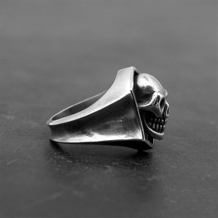 Smiling Skull Sterling Silver Ring Sunro Raven