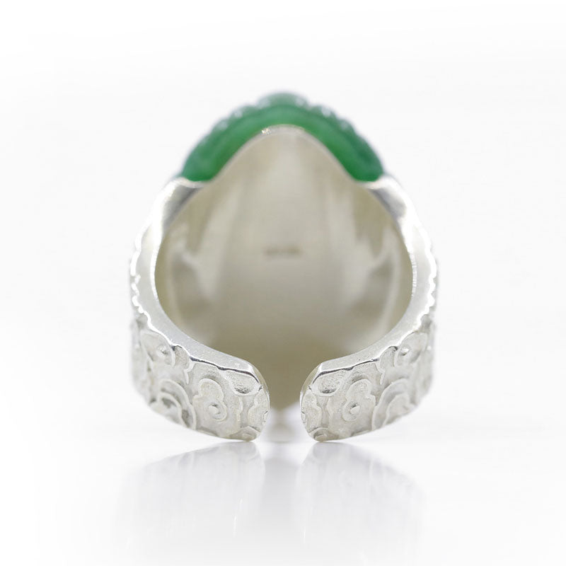 Jade Lion Sterling Silver Ring Sunro Raven