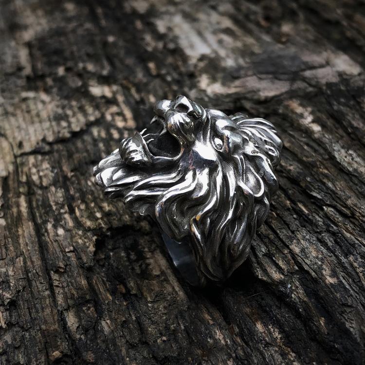 Lion Head Silver Ring Sunro Raven