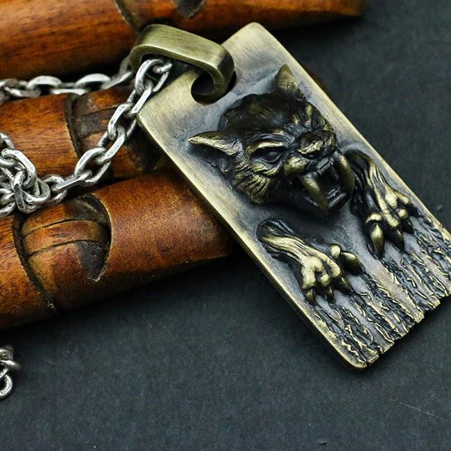 HZMAN Men's Punk Pendant Necklace, Gothic Stainless Steel Openable  Sabertooth Tiger Skull Jewelry (Silver) | Amazon.com