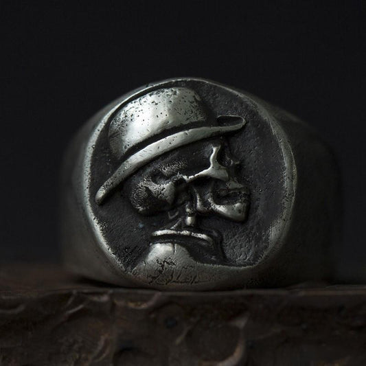 Mr. Skull Silver Ring Sunro Raven