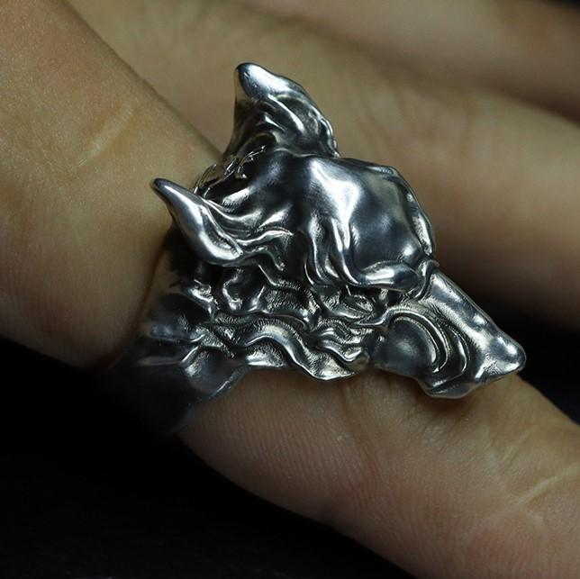 Wolf Head Totem 925 Sterling Silver Ring Sunro Raven