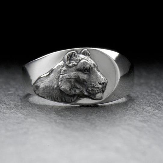 Lioness Signet  Silver Ring Sunro Raven