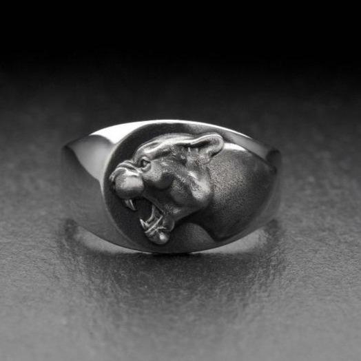 Panther Signet Silver Ring Sunro Raven